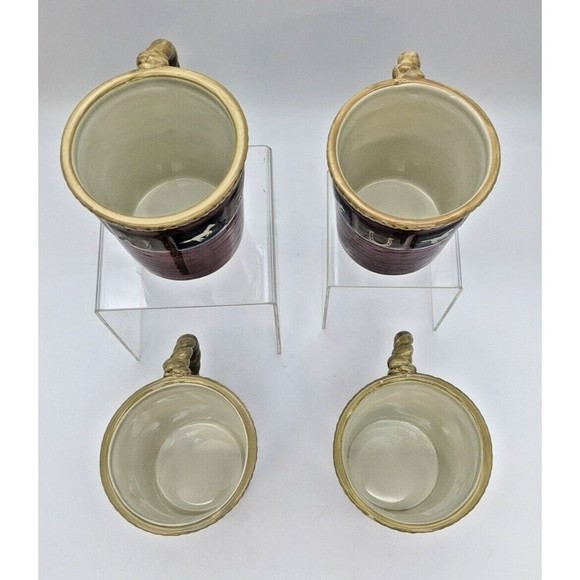 Sonoma Home Happy Trails Red 16 oz Ceramic Coffee Tea Mugs Western Horse Set 4 - Picture 8 of 10